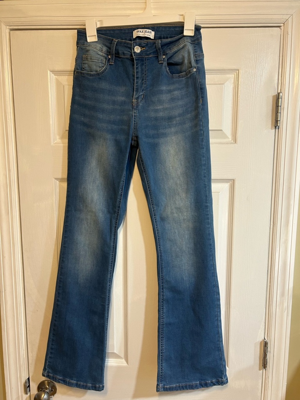 Wax Jean Blue Flare Jeans with Subtle Fading